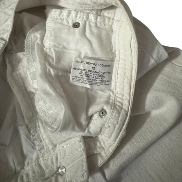 Nine West White Beaded Clam Digger Jeans Size 12 Cropped Retro Sparkle - Picture 4 of 7